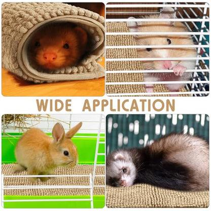 Amylove 4 Pcs Guinea Pig Cage Liner 16 x 24 Inch Washable Chenille Pee Pads Pet Dog Cat Bedding Training Mat Reusable for Small Animals Puppy Bunny Hamster Chinchilla - color: Beige, size: 16 x 24 Inch, style: Low Pile Chenille