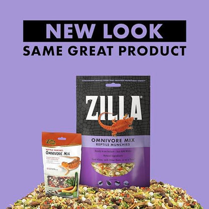 Zilla Reptile Munchies, Omnivore Mix, Dehydrated and Sun Dried Vegetables and Insects, 4 Ounces