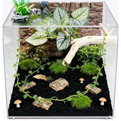 20 Pieces Tarantula Enclosure Decor Cork Bark Hide with Natural Grasses Jumping Spider Accessories Tarantula Hide and Reptile Habitat Supplies