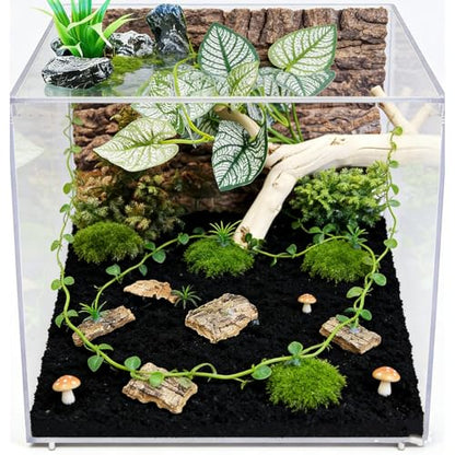 20 Pieces Tarantula Enclosure Decor Cork Bark Hide with Natural Grasses Jumping Spider Accessories Tarantula Hide and Reptile Habitat Supplies