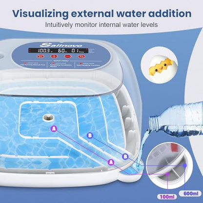 Sailnovo 24 Eggs Incubator for Chicken Eggs with 4 Modes, 360° View Incubator with Automatic Egg Turning and Temperature Control Humidity Display, Digital Incubator for Chicken Quail Duck(Sky Blue)