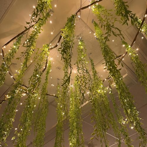 Bucherry Jungle Theme Decoration Set, 68.9ft Artificial Hanging Willow Vines Greenery for Classroom, Woodland Forest Rainforest Safari Party, Enchanted Indoor Outdoor Home Garden Wall DIY Decor - color: Green, size: Willow
