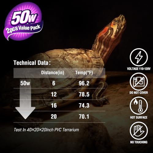 Leoterra Reptile Heat Lamp 50W Basking Spot Bulb (2 Pack) - UVA Daylight Heating for Bearded Dragon, Leopard Gecko, Turtle, Snake - E26 Terrarium Light 10-20 Gallon Winter Essential 2000+ Hours - style: B6350 Basking Light
