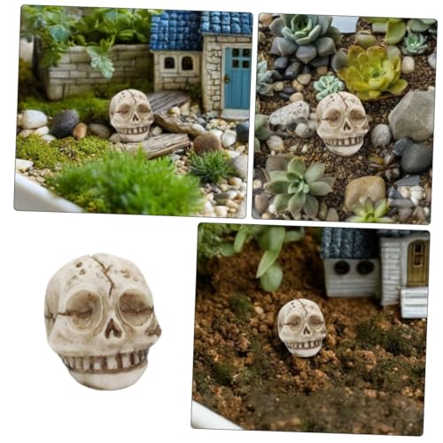Ciieeo 20pcs Resin Skull Figurines for Garden and Fish Aquarium Decor, Outdoor Halloween Lawn Decorations, Miniature Skull Heads for Terrarium and Planter Accessories