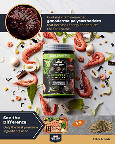 Ultra Fresh - Turtle Nutri Stick, Wild Sword Prawn, Calcium & Vitamin D Enriched Aquatic Turtle Food with Probiotics for Picky Turtles, Made from All Natural Ingredients 3.35 oz - size: 3.35 Ounce (Pack of 1)