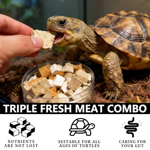 Freeze-Dried Chicken, Duck & Fish for Turtle Treats | 3 oz Canister of Aquatic Turtle Food | Protein Rich Diet for Red Eared Sliders, Box Turtles & Aquatic Pets (3 oz)