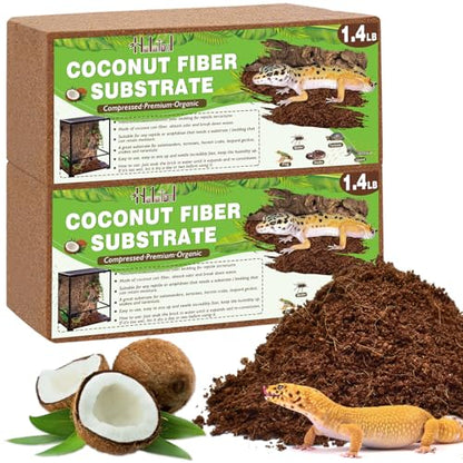 Halatool Compressed Coconut Fiber Substrate for Reptiles | 2 Pack Organic Coconut Substrate, Reptile Bedding for Geckos, Snakes, Lizards, Hermit Crabs & Tarantulas - color: 2 pack