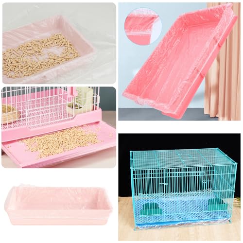 50 Pack Disposable Rabbit Litter Box Liners Disposable Rabbit Cage Cover Liner Waterproof Plastic Wrap for Guinea Pig Training Potty Tray Bunny Litter Pan Trainer Corner Pellet Bedding Toilet