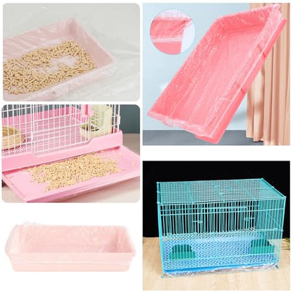 50 Pack Disposable Rabbit Litter Box Liners Disposable Rabbit Cage Cover Liner Waterproof Plastic Wrap for Guinea Pig Training Potty Tray Bunny Litter Pan Trainer Corner Pellet Bedding Toilet