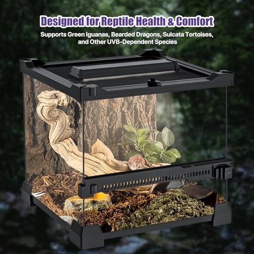 12 Inch LED Reptile Light Bar UVB 10.0, Ultra-Slim Aluminum UVA Basking Lamp with Timer & Dimmer, Even Light Output for Terrariums, Bearded Dragons and Turtles - size: 12 inches
