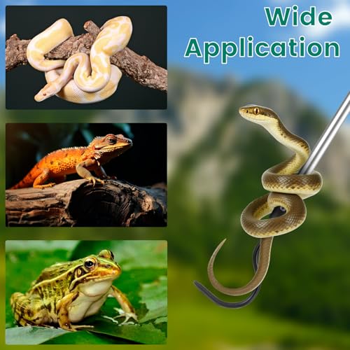 Snake Hook for Ball Python, 35"-65" Reptile Snake Hook Heavy Duty Long for Python Rattlesnakes Rattle Copperhead Removal with Sponge Grip and Stainless Steel Rubber Tip Hook - size: 35-60inch