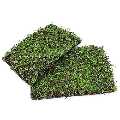 AQUA KT Reptile Moss Background Backdrop Wall Artificial Terrarium Habitat Amphibian Cage Decoration for Lizard Bearded Dragon Snake Tree Frog Chameleon Climbing, Pack of 4