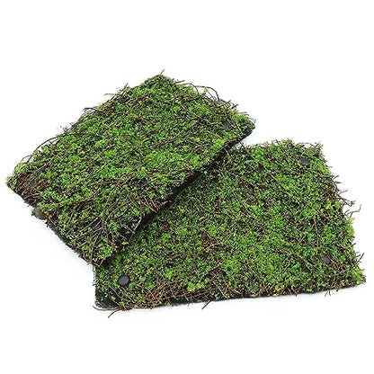AQUA KT Reptile Moss Background Backdrop Wall Artificial Terrarium Habitat Amphibian Cage Decoration for Lizard Bearded Dragon Snake Tree Frog Chameleon Climbing, Pack of 4