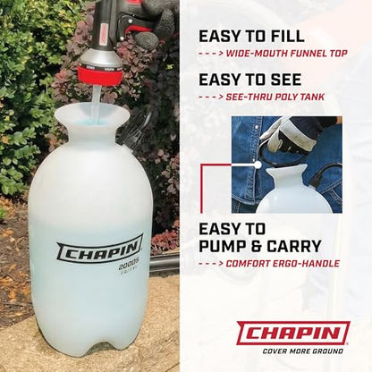 Chapin 2-Gallon Pump Sprayer, Reliable Spray for Daily Use, 2pk | Lightweight tank; for home and garden use, for weed control, plant feeding and cleaning with adjustable nozzle and long hose - style: 2 Gallon, 2 Pack
