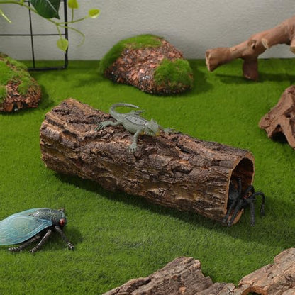 BESPORTBLE Reptile Hideout Wood Shelter Natural Tree Trunk Reptile Cave for Gecko Snake Tortoise Lizard Turtle and Hermit Crab Stress Relief Terrarium Habitat Decor 8.07X3.14X3.14In