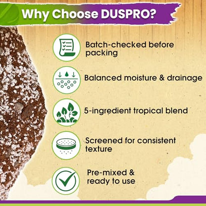 DUSPRO Tropical Potting Mix Pre-Mixed 5in1 with Pine Bark, Coco Coir, Perlite, Worm Casting & Pumice Ideal Aroid Mix Soil for Monstera, Pothos, Philodendron, Other Indoor HousePlants 8QRT - size: 8 Quarts