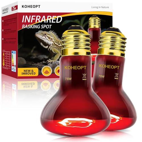 75W Reptile Heat Lamp Bulb, Infrared Heat Emitter Red Heat Lamp for Reptile Amphibian, Infrared Basking Spot Light Bulb,Red Heat Lamp for Chickens、Lizards、Snakes、Turtles 2-Pack