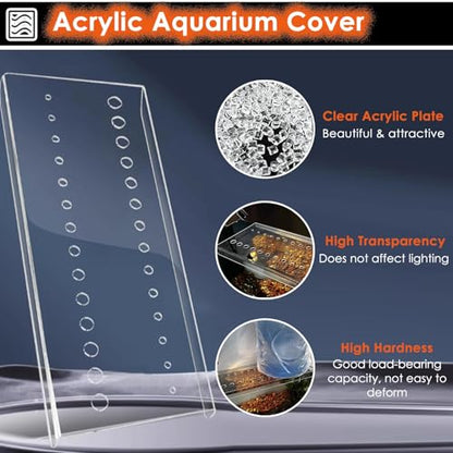 Acrylic Aquarium Anti-Jump Cover, Cat-Proof Terrarium Lid, Fish Tank Hood with Hole, 8-20 Inch Wide, Top Mount Fish Tank Protector for Pets and Aquatic Life - size: L45xW40cm/17.7x15.7in