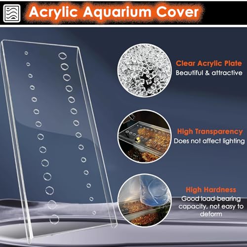 Cat-Proof Aquarium Cover - 8-20 inch Acrylic Anti-Jump Terrarium Lid with Vent Hole, Top Mount Fish Tank Hood, Durable Safety Solution for Pets & Fish - size: L35xW35cm/13.8x13.8in