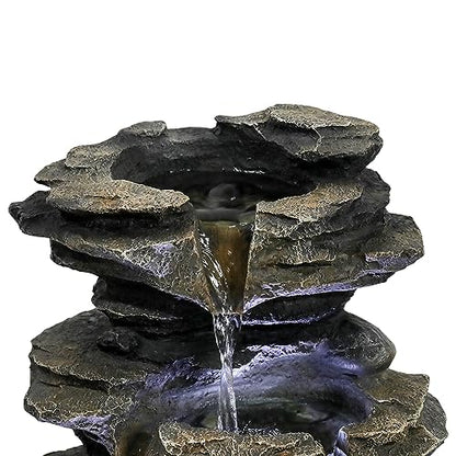 15.7" High Rock Cascading Tabletop Fountain, Zen Meditation Indoor Waterfall Feature with LED Light for Home Office Bedroom Relaxation - color: 15.7"