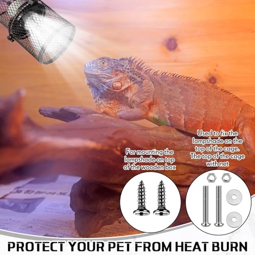 VIHOSE Retractable Reptile Heat Lamp Holder, Ceramic Heat Emitter Lamp-Cage with Adjustable Anti-Scald Mesh Cage Heating Lamp Stand for Pet Amphibian Snake Lizard Frog Chick, Without Bulb(White) - color: White