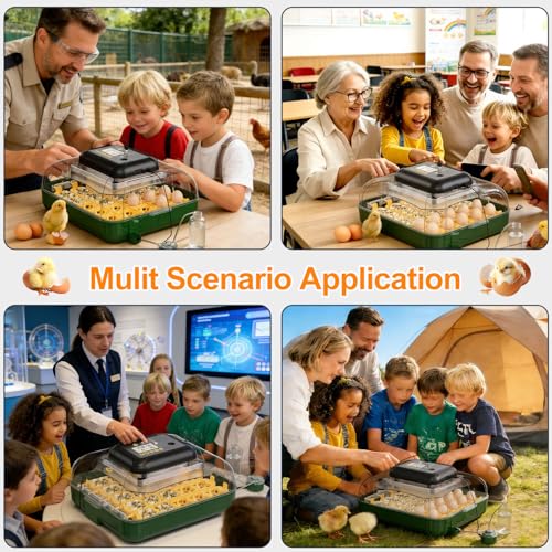 49 Egg Incubator for Hatching Eggs with Automatic Egg Turning, Temperature & Humidity Display, Hatch Day Countdown, Auto Water Refilling System, Egg Candler, Multifunctional Egg Tray for Chicken - size: M- 49 Chicken Eggs