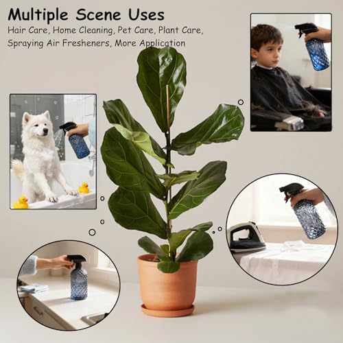 YYTSGG Glass Plant Mister Bottle, 13.5oz Refillable Water Spray Bottle with Adjustable Mist Nozzle for Indoor Flowers, Outdoor Gardening, Cleaning, Hair and Pets Care(Grayish Blue) - color: Grayish Blue