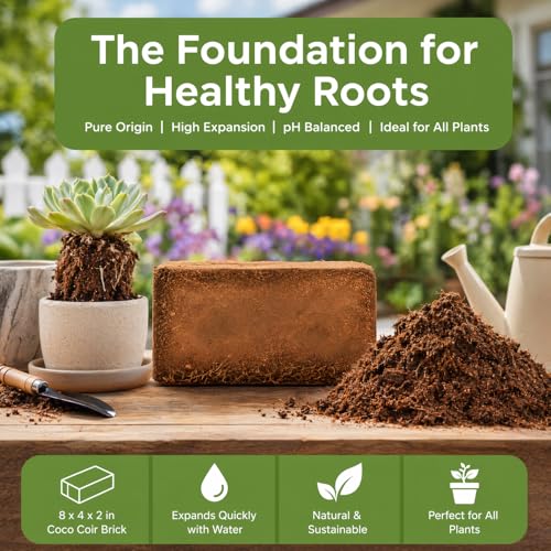 ZENFUN 12 Packs 17 lb Coco Coir Organic Brick for Plants, 100% Natural Coconut Coir Pith, Compressed Coco Bricks, Coco Fiber for Soilless Gardening, High Nutrition Coconut Soil Coco Fiber