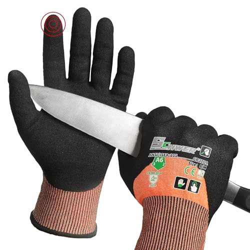 Schwer ANSI A6 Cut Resistant Gloves, CR3709 Cut Proof Work Gloves, Touch-screen Cutting Gloves, 3/4 Dipped Coating for Woodworking, Glass Metal Cutting, Construction, Fishing, S,1 pair - size: Small, style: 1 Pair