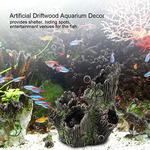 Aquarium Driftwood Decoration Artificial Resin Tree Trunk for Fish Tank Ornaments, Terrarium Vivarium Reptile Cave Hide Aquatic Decoration (ST-004A) - size: ST-004A