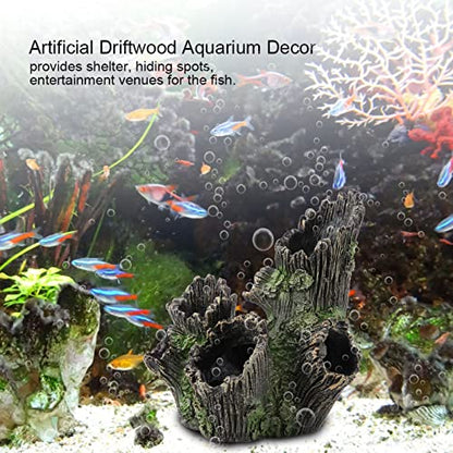 Aquarium Driftwood Decoration Artificial Resin Tree Trunk for Fish Tank Ornaments, Terrarium Vivarium Reptile Cave Hide Aquatic Decoration (ST-004A) - size: ST-004A