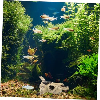 Novelty Cow Skull Resin Aquarium Decoration Durable Fish Tank Ornament for Reptiles Fish Unique Landscape Decor Easy Installation Break Resistant Design