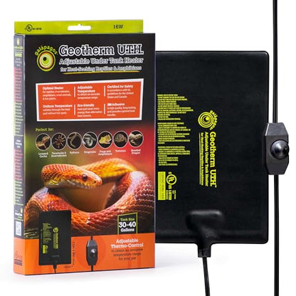 Galápagos (05702) Geotherm® Adjustable Under Tank Heater - Heating Pad for Reptiles, Amphibians & Terrariums, 12″ x 8″ 16W, Black