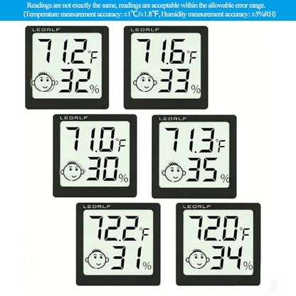Mini Humidity Meter Hygrometer 6 Pack Room Thermometer Indoor Digital Temperature and Humidity Monitor (Black) - style: Style A-Black-6pcs