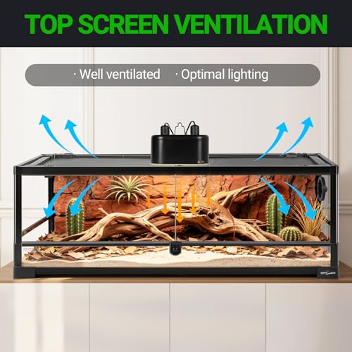 REPTI ZOO Full Glass 35 Gallon Reptile Tank, Front Opening Wide & Low Reptile Terrarium 36" x 18"x 12" for Lizard Gecko Tortoise Snake, Top Screen Ventilation & Anti Escape Lid