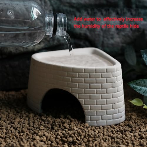Reptiles Hideout Humidification Cave Reptile Moisture Hide Corner Humid Hide House for Leopard Geckos, Snakes, Lizards, Frogs