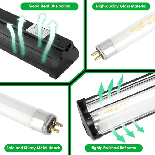 UVB Light for Reptiles Bearded Dragon, T5 UVB Reptile Light Fixture HO UVB Bulb Lighting Combo Kit 10.0 8W UVA UVB Reptile Light Bulb Terrarium Lamp Tube Bar for Snake Gecko Turtle Lizard, 12 Inch - size: T5-12Inch