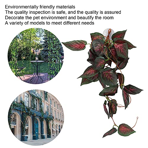 Pssopp Lifelike Plant Decorative Hanging Silk Terrarium Plant with Suction Cup for Reptile Rainforest Box Aquarium Landscape(NFF‑85)