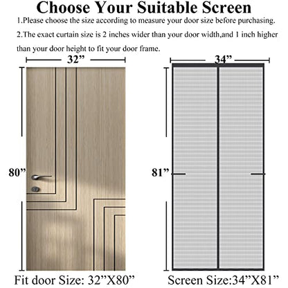 Mpmedo Magnetic Screen Door Upgraded-Model Full Strip Magnets,Fiberglass Heavy Duty Mesh Screen Doors Magnets,Retractable Door Screen Magnetic Closure for Single Front Patio Fit Doors to 32x80 - size: Fit Door Size To 32"x 80"