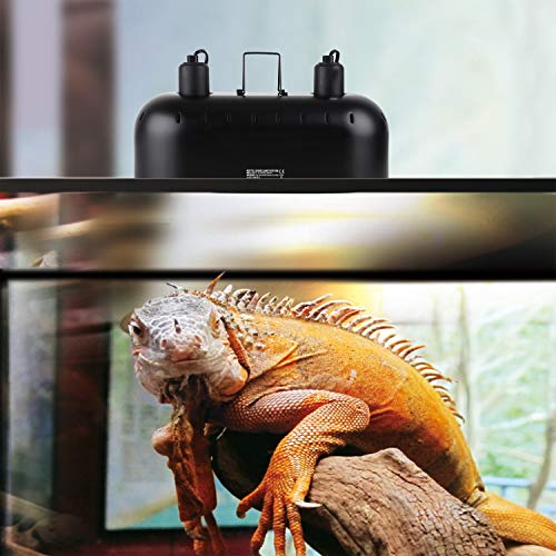 DXOPHIEX Dual Reptile Heat lamp Fixture 150W and Automatic Fish Feeder