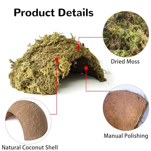 kathson 1Pcs Hamster Hideout, Moss Coconut Hut, Pet Hiding House, Hamster House for Mouse Mice Rat Guinea Pigs Reptiles - size: 1 PCS