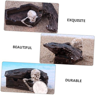 STOBOK 2pcs Resin Coffin Decorations Fish Tank Ornaments Bob Skeleton Aquatic Aquarium Sand Aquarium Coffin Skull for Aquarium Skulls for Aquarium Decorative Resin Skull Coffin