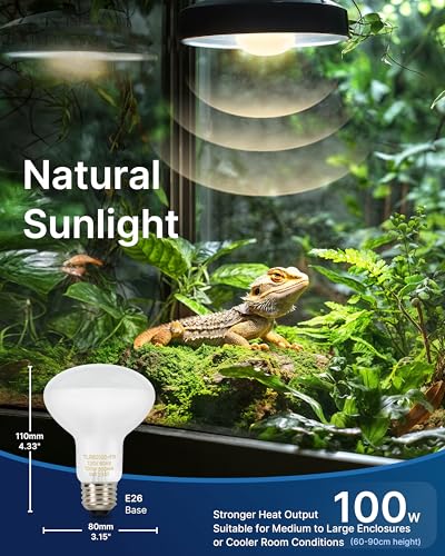 FLSNT Heat Bulb Lamp, 2-Pack 100W Daylight Basking Spot, Bearded Dragon/Turtle/Lzard/Gecko Light Bulb, UVA Heat Lamp, Basking Light for Reptiles RA80 - color: Reptile Basking Bulb