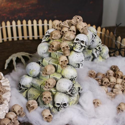 Mini Skulls Figurine Skeleton Head Miniatures for Halloween Decor, Skull Decor, Dollhouse Accessories for Halloween Decorations,40pcs