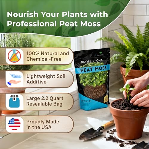 Professional Peat Moss for Plants 2.2 Quarts, Organic Peat Moss for Potting Soil, Lightweight Soil Additive for Indoor Outdoor Container Garden Plants, Made in USA - style: Peat Moss Soil Additive (2.2 Quarts)