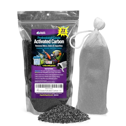 Premium Activated Carbon, Aquarium Carbon for Fish Tank Filter, Aquarium Filter Media, Granulated Charcoal for Fish Tanks, Activated Charcoal Bulk (1 lbs with Fine Mesh Bag) - size: 1 lb + Fine Mesh Bag