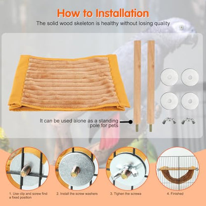 BWOGUE Winter Warm Bird Nest Bed Hanging Hammock Snuggle Hut Parrot House Tent Toy Bird Cage Perch for Parakeet Budgies Cockatiels Lovebird Cockatoo Finch Hamster Chinchilla Guinea Pig(Large, Yellow) - color: Yellow, size: Large (13.56"x9.2")