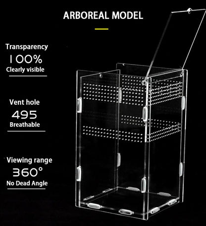 Mini Reptile Terrariums Tank, Tarantula Enclosure, Chameleon cage, Amphibians Habitat Cages for Small Reptiles, Geckos, Snakes, Lizards, Turtles, Serpents -Acrylic(11.8 * 7.8 * 5.9 inchs) - color: 33#2