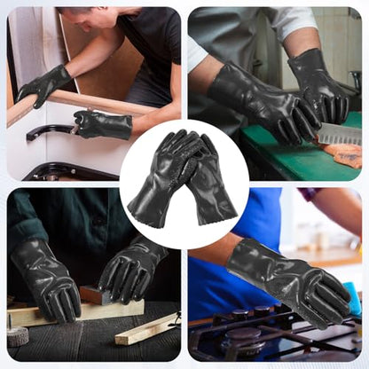 5 Pairs Sewer Snake Glove PVC Non Slip Sewer Gloves Drain Cleaning Glove Plumbing Tools for Professional Plumber - color: Black