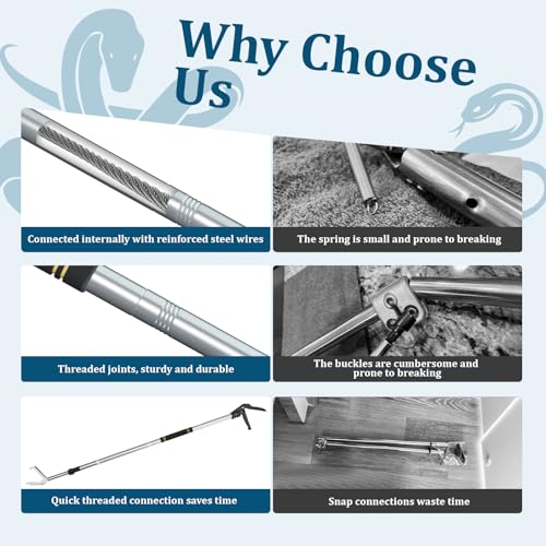 Snake Grabber Tool,Wide Jaw with Locking Function Reptile Tongs for Rattlesnakes Long Reach Folding Snake Catcher for Outdoor